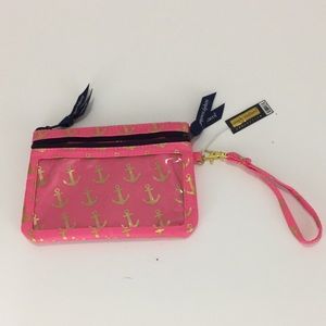 Simply Southern Collection Pink Nautical Anchor Zippered Wristlet NWT